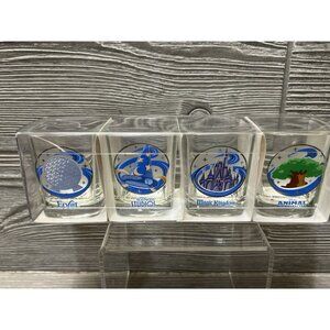 Walt Disney World Square Shot Glasses Theme Park Set Of 4 All 4 Parks NIP